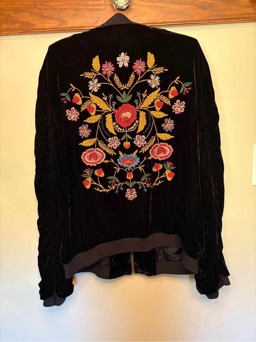 Ivy Jane Black Velvet Bomber Jacket